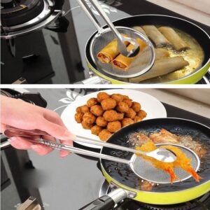 Multi-Functional 2 in 1 Fry Tool Filter Spoon Strainer with Clip for Oil Frying