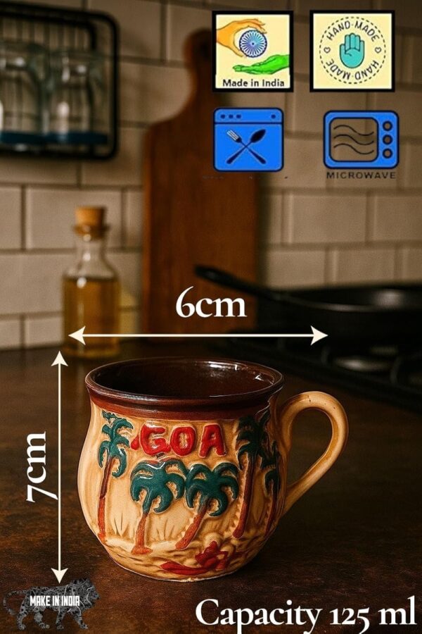 Durable ceramic Goa landscape mug for hot and cold beverages