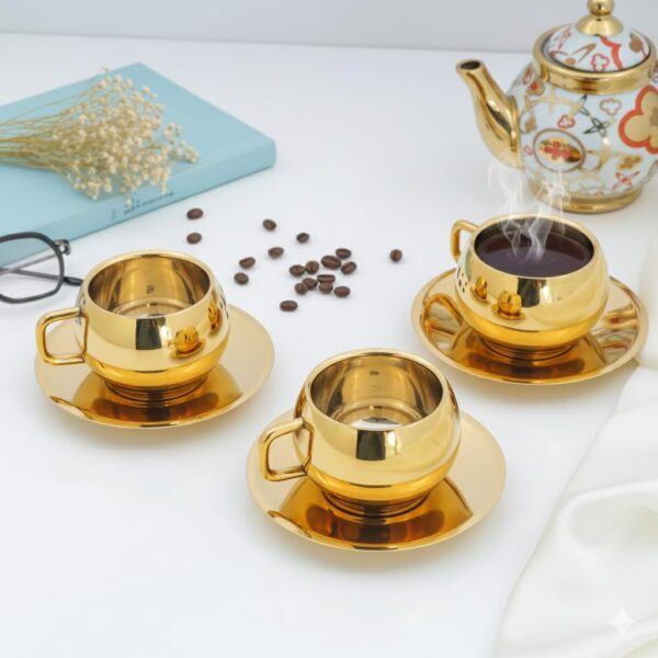 Premium Gold PVD Coated Stainless Steel Tea Cup for Elegant Serving