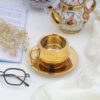 Designer Gold Coated Tea Cup with Matching Saucer – Elegant Tableware