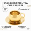 Modern Metallic Tea Cup and Saucer Set for Home and Café Décor