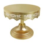 Elegant gold cake stand for wedding dessert table display