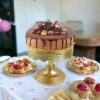 Gold round party cake stand for bakeries and catering