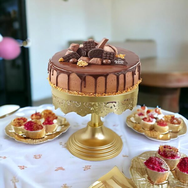 Gold round party cake stand for bakeries and catering