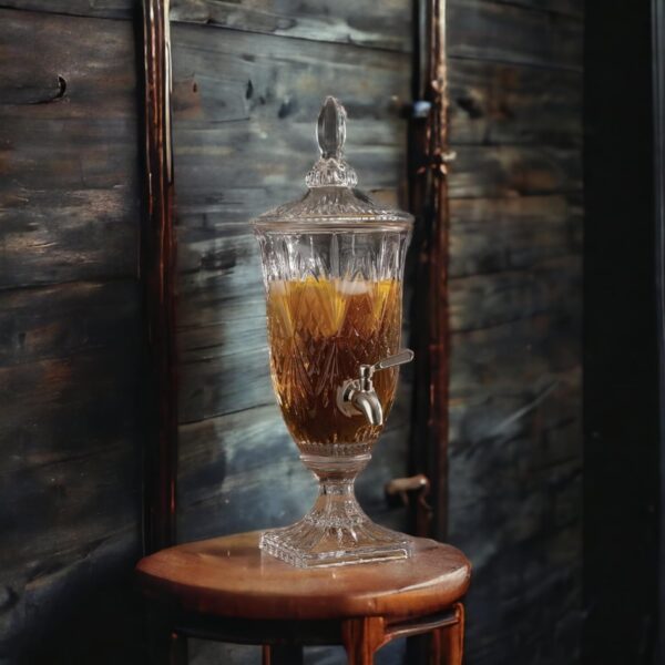 Crystal Clear Glass Drink Jar with Silver Tap for Stylish Serving