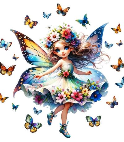 Floral girl fairy wall sticker for kids room décor