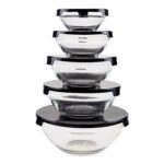 Airtight glass container set with leakproof snap lock lids for meal prep