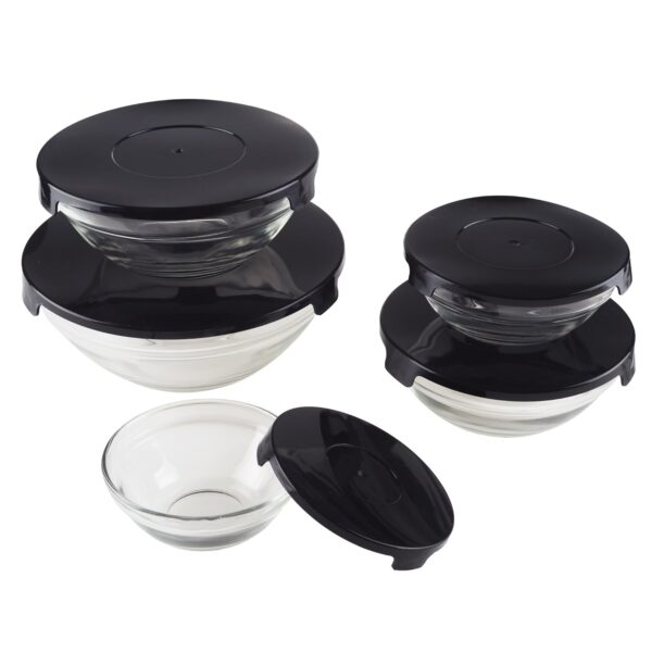 Reusable glass meal prep containers with snap seal lids pack of five