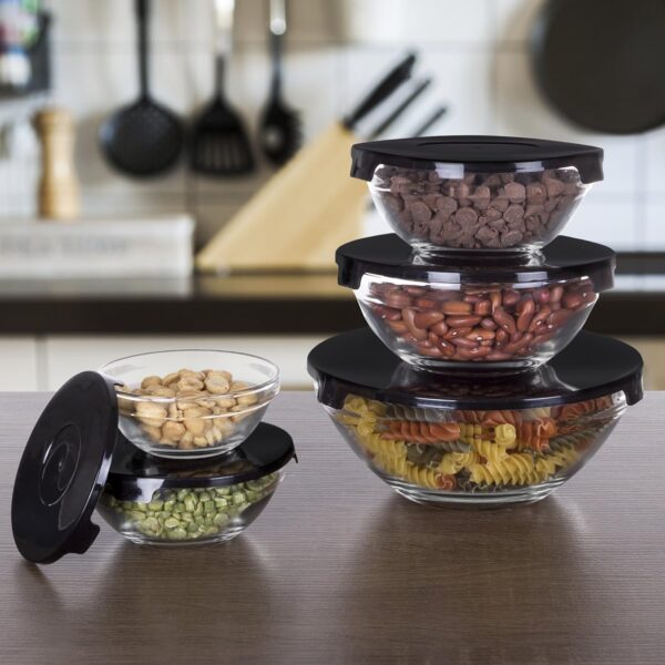 Borosilicate glass airtight food storage containers with snap lids pack