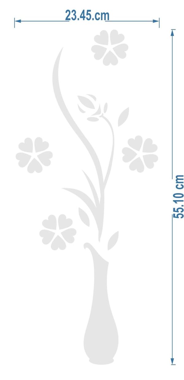 Golden Flower Art Sticker with Silver Acrylic Wall Decoration