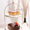 White gold 2-tier snack stand for sweets, fruits & cupcakes