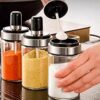 Stylish kitchen spice jar with airtight lid and spoon