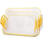 Clear Acrylic Food Serving Tray with Gold Handles – Set of 3
