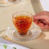 High-quality glass tea cup set with smooth saucer