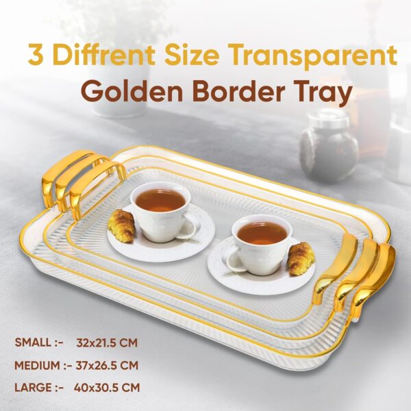 Premium Acrylic Food Serving Trays with Gold Metal Handles