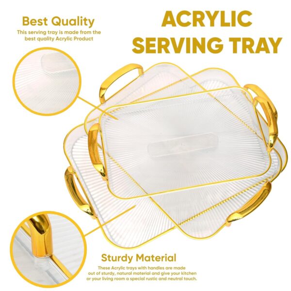 Transparent Decorative Table Tray Set with Gold Accents