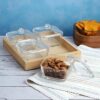 Polished Wooden Tray with Transparent Glass Bowls – Ideal for Snacks and Spices