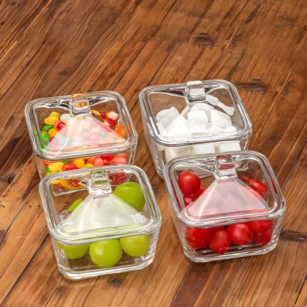 Handcrafted Wooden Tray with 4 Glass Bowls – Ideal for Dry Fruits and Condiments