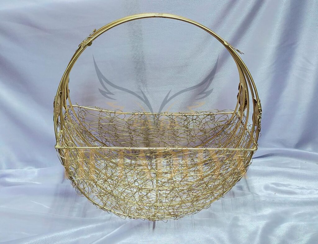 Decorative metal hamper tray for festive and wedding use
