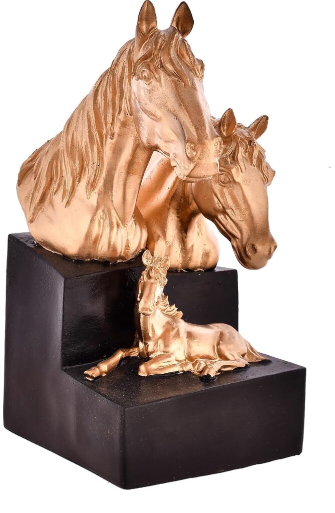 Horse Family Face Antique Sculpture for Home Decor