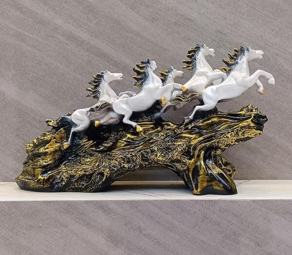 Handcrafted Marble Seven Horses Statue for Living Room Decoration