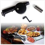 Hand-cranked BBQ fan air blower for charcoal grill ignition