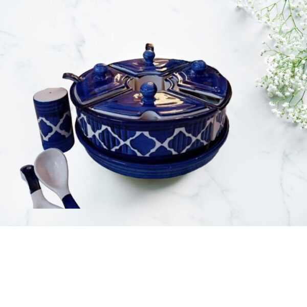 Handpainted ceramic pickle serving jar set for kitchen and dining table