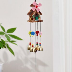 Beautiful metal wind chimes hanging in balcony bringing peace and positive energy