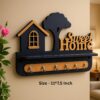 Decorative wooden key hanger with strong steel hooks for entryway