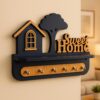Elegant wooden key rack with durable metal hooks for hallway decoration