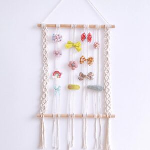 Hanging bow holder for girls to store hair bows, clips, and headbands
