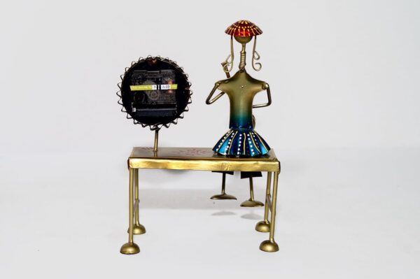 Designer iron clock with colorful handpainted detailing