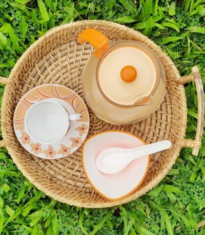 Handcrafted wooden tea serving tray for kitchen and dining