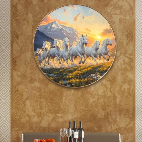 Framed 7 horses painting for living room decor