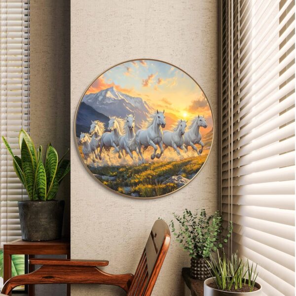 Luxury wall painting of 7 running horses with frame