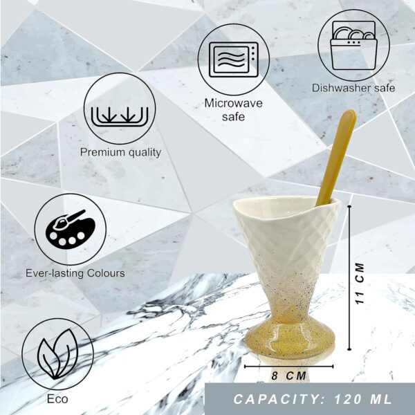 Elegant ceramic dessert cups with stainless steel spoons