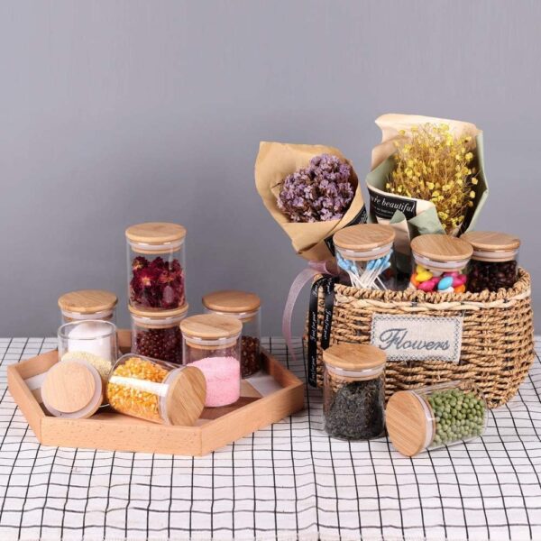 Premium glass food storage jar with airtight seal and wooden lid