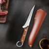 Flexible boning knife used by chef for restaurant meat preparation
