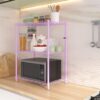 Pink three-shelf kitchen cabinet for home storage