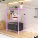 Pink three-shelf kitchen cabinet for home storage