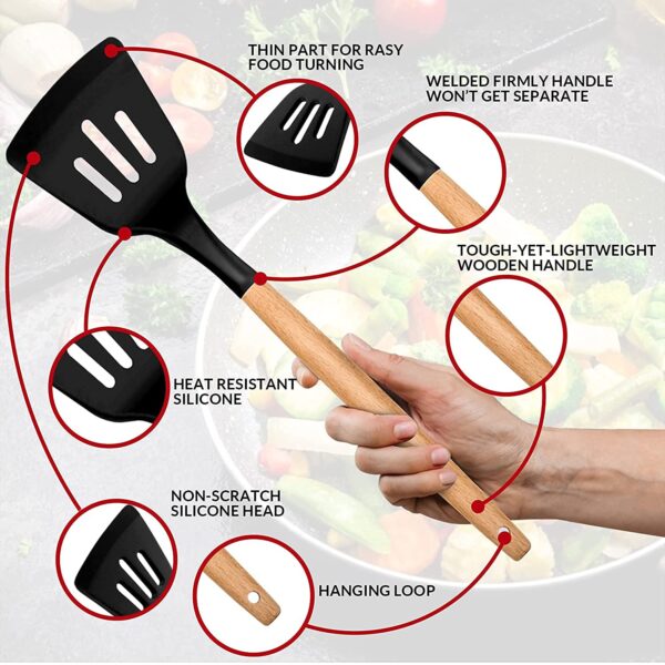 Kitchen Utensils Set Silicone & Nylon with Holder