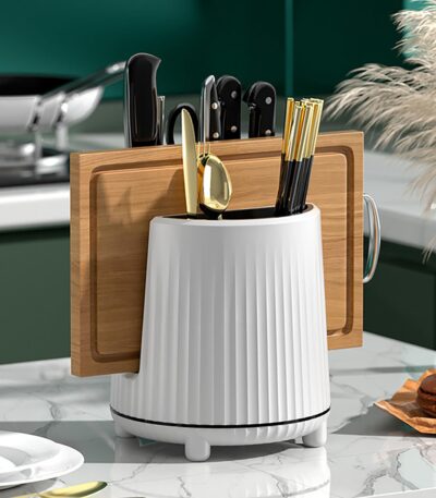 Steel kitchen rack for utensils, knives and cutting boards