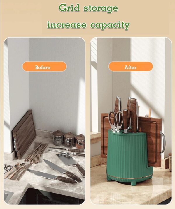 Cooking utensil stand with cutting board holder rack