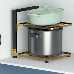 Iron 2-layer pots and pans organizer for cabinet storage