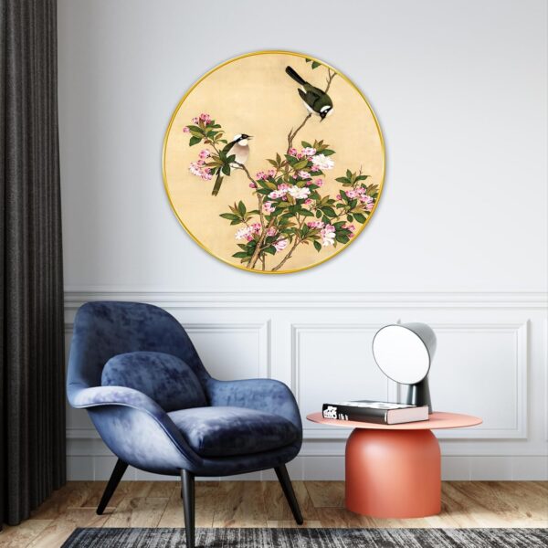 Love bird couple sitting on plant – contemporary wall art