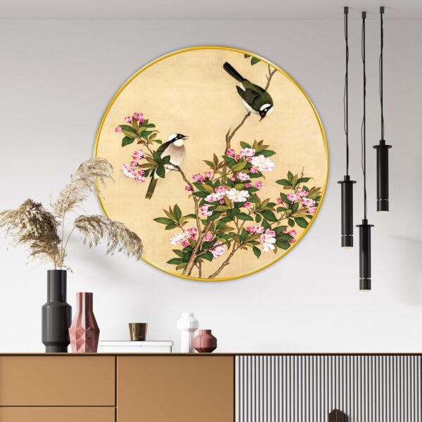 Romantic love bird modern botanical wall art