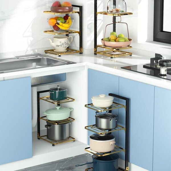 Freestanding iron cabinet organizer for cookware
