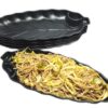 Lightweight fiber serving plate in stylish leaf shape