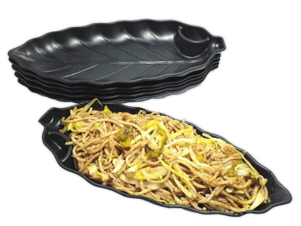 Lightweight fiber serving plate in stylish leaf shape