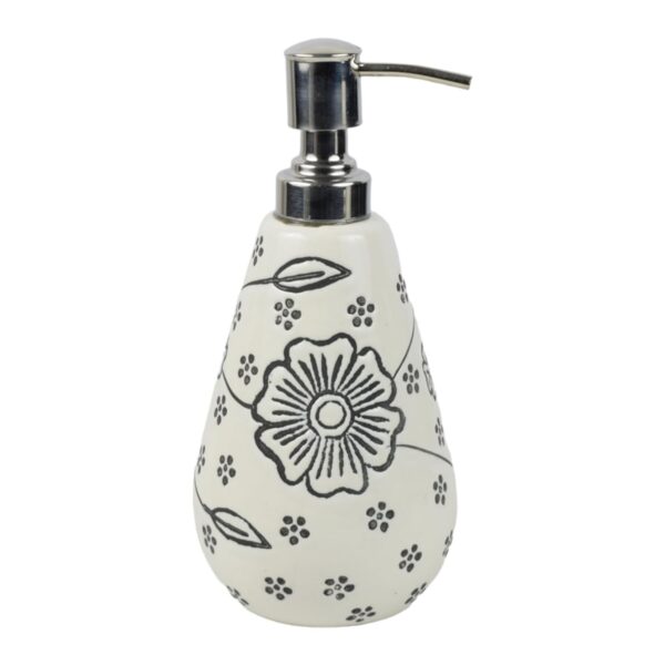 Modern ceramic bathroom set for daily utility featuring dispenser and soap dish